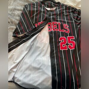 Rebels Black and Red Baseball Jersey
